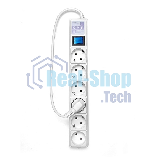 Сетевой фильтр PowerCube Фильтр-удлинитель (SPG(5+1)-16B-0,5M) 6 розеток, 0,5 м,16А/3,5 кВт, белый