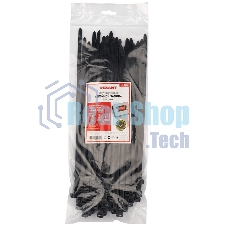 Хомут-стяжкa нейлоновая с тройным замком Rexant 300x7,6 мм, черная, упаковка 100 шт.