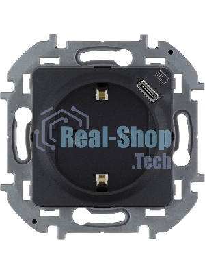 Розетка 2К+З немецкий стандарт 16А 250В с зарядным устройством USB C 1.5А 5В антрацит