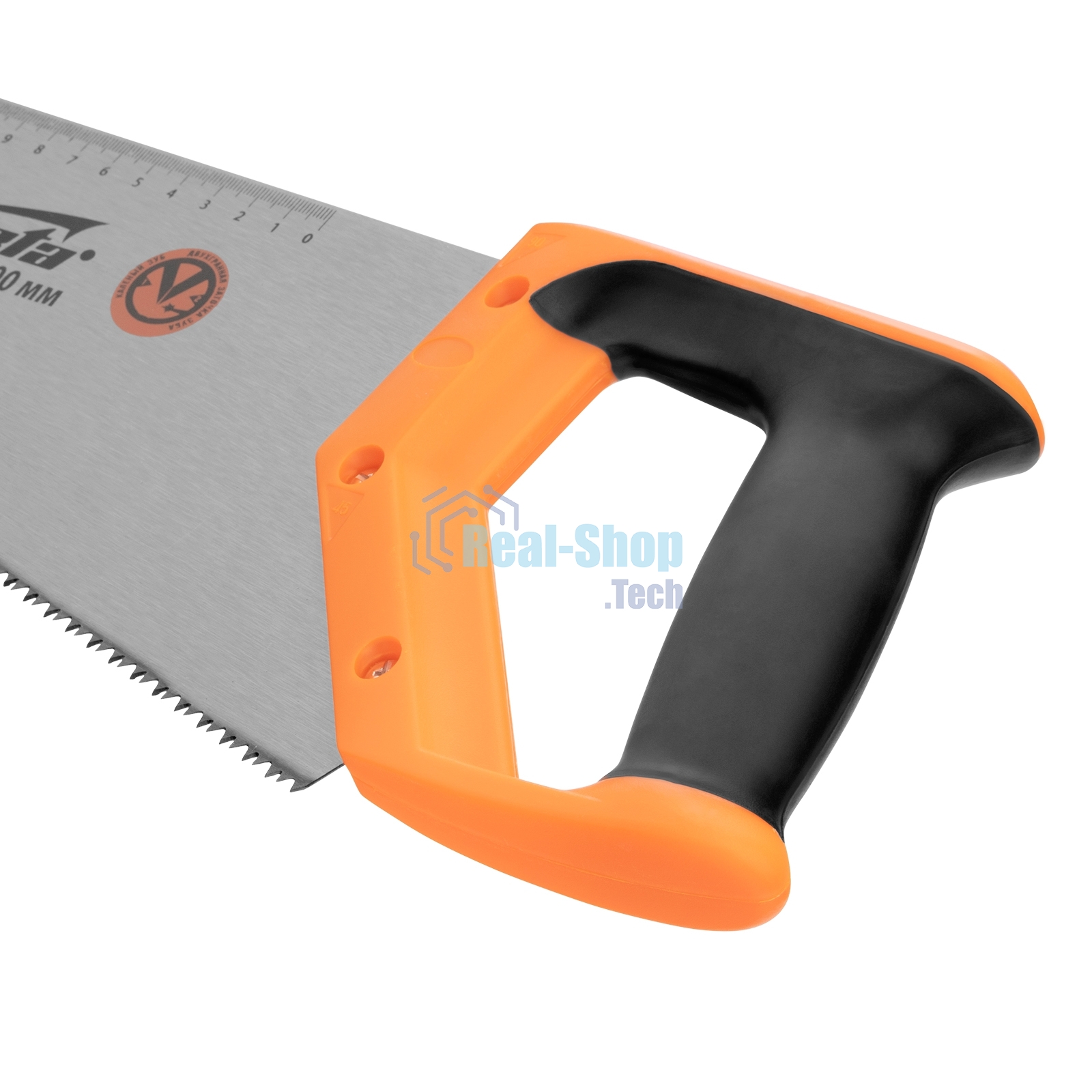 Ножовка по дереву Sparta 500 мм, 7-8 TPI, зуб-2D, каленый зуб, линейка, двухкомпонентная рукоятка