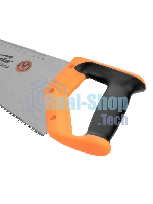 Ножовка по дереву Sparta 500 мм, 7-8 TPI, зуб-2D, каленый зуб, линейка, двухкомпонентная рукоятка