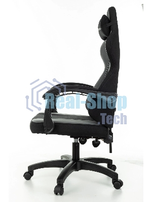 Кресло Zombie Rudger черный/серый, экокожа, 120 кг, механизм качания