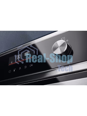 Встраиваемый духовой шкаф Electrolux COF6P76BX, Духовой шкаф электрический с конвекцией, объем 65 л, утапливаемые переключатели, 9 режимов, автопрограммы, очистка пиролитическая, 3 стекла в дверце, направляющие проволочные + телескопические (1 уровень)