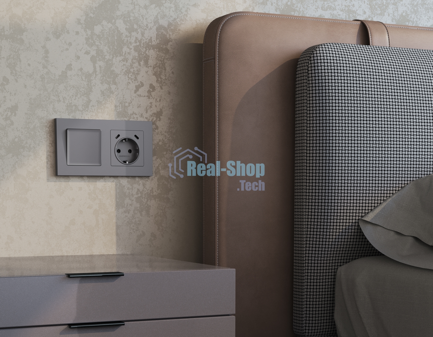 Комплект механизма электрической розетки 2USB С+C 20W с/з на винтовых зажимах 16A-250V ALFA Сталь матовый QUANT (AP5105, VM165) MA510510