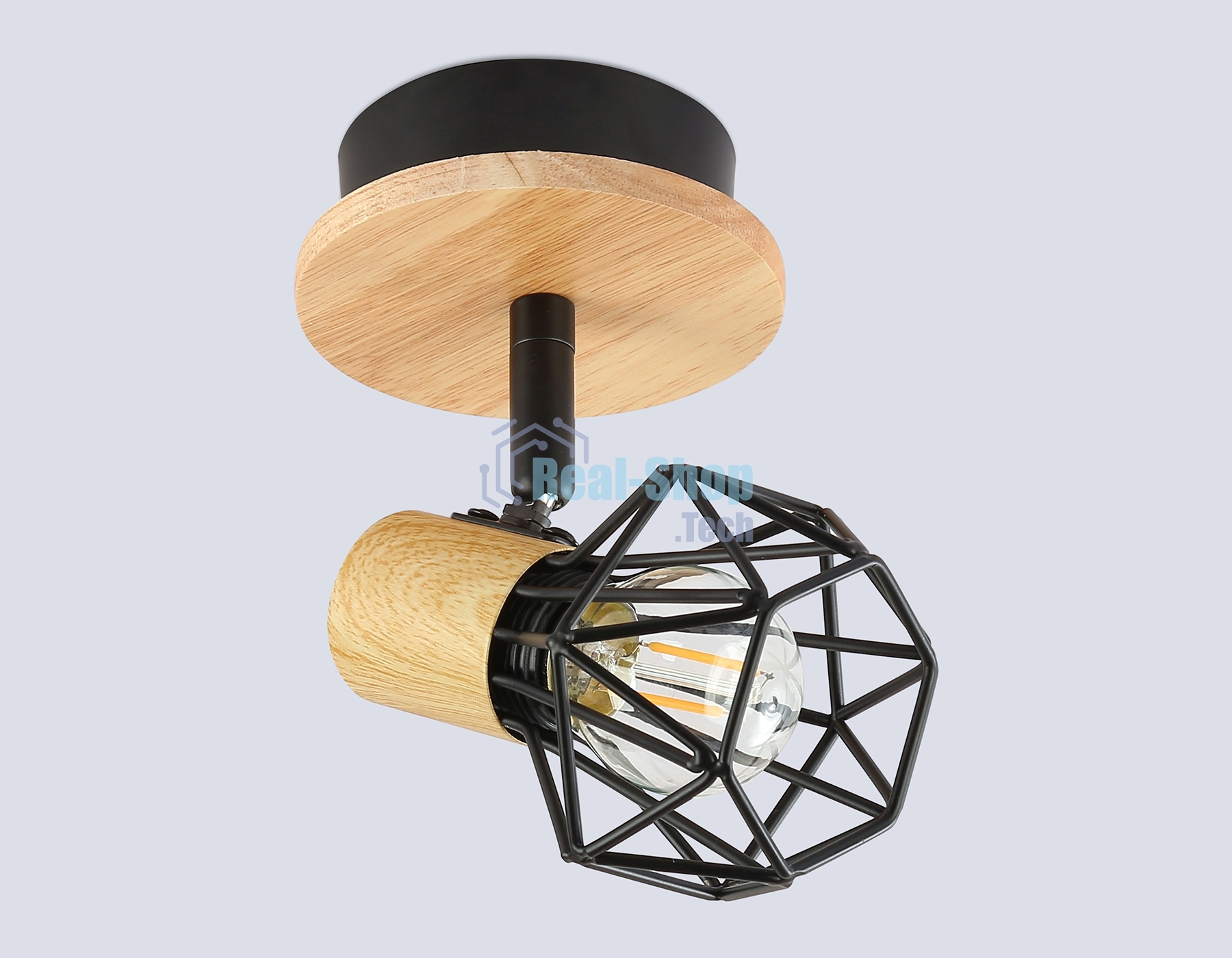 Светильник Ambrella light TR8751 BK/WD черный/дерево IP20 E27 D115*175