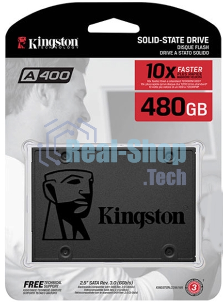 Накопитель SSD Kingston A400, 480Gb, SATA III, 2.5