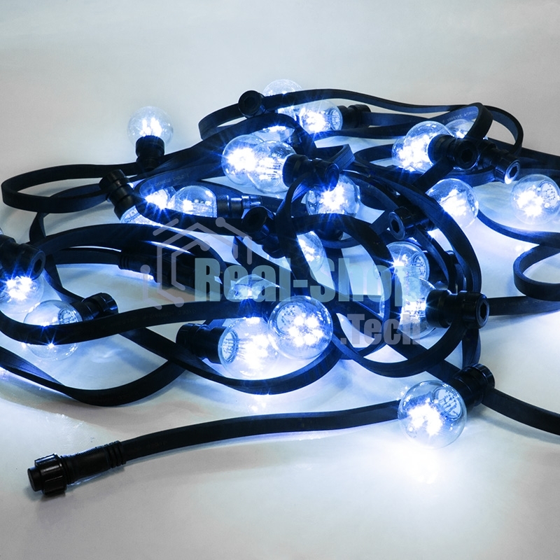 Гирлянда Neon-night LED Galaxy Bulb String 10м, черный каучук, 30 лампx6 LED синий, влагостойкая IP65