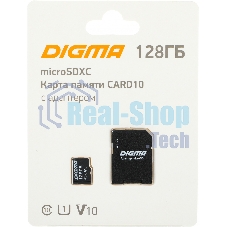 Флеш карта microSDXC 128Gb Class10 Digma CARD10 + adapter