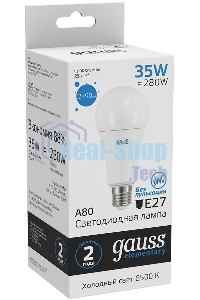 Лампа светодиодная LED Gauss Elementary A67 35Вт E27 6500К