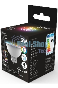 Лампа cветодиодная Gauss Smart MR16 6W GU5.3 RGbW+dim 1/10/100