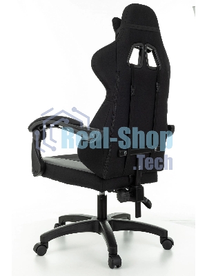 Кресло Zombie Rudger черный/серый, экокожа, 120 кг, механизм качания