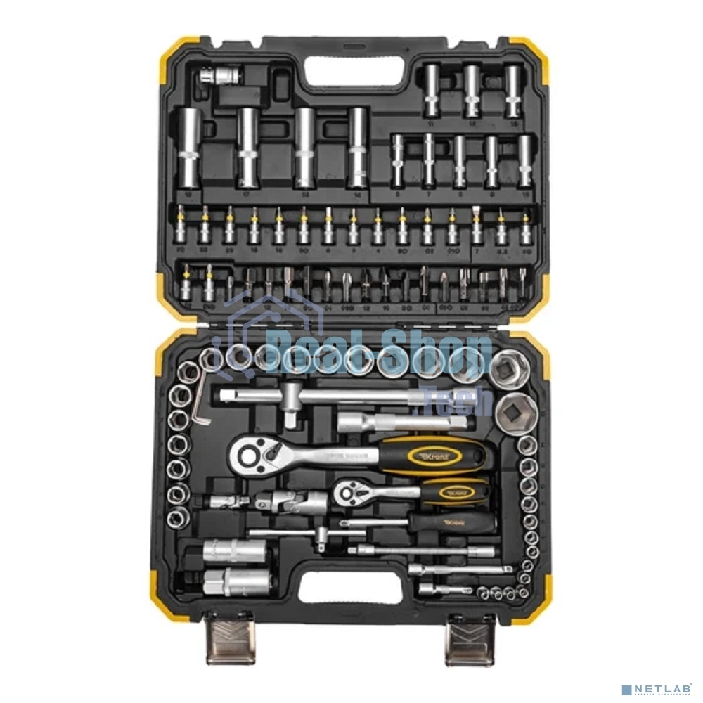 Набор инструментов Kranz 1/2, 1/4, CrV, пластиковый кейс, 94 предмета