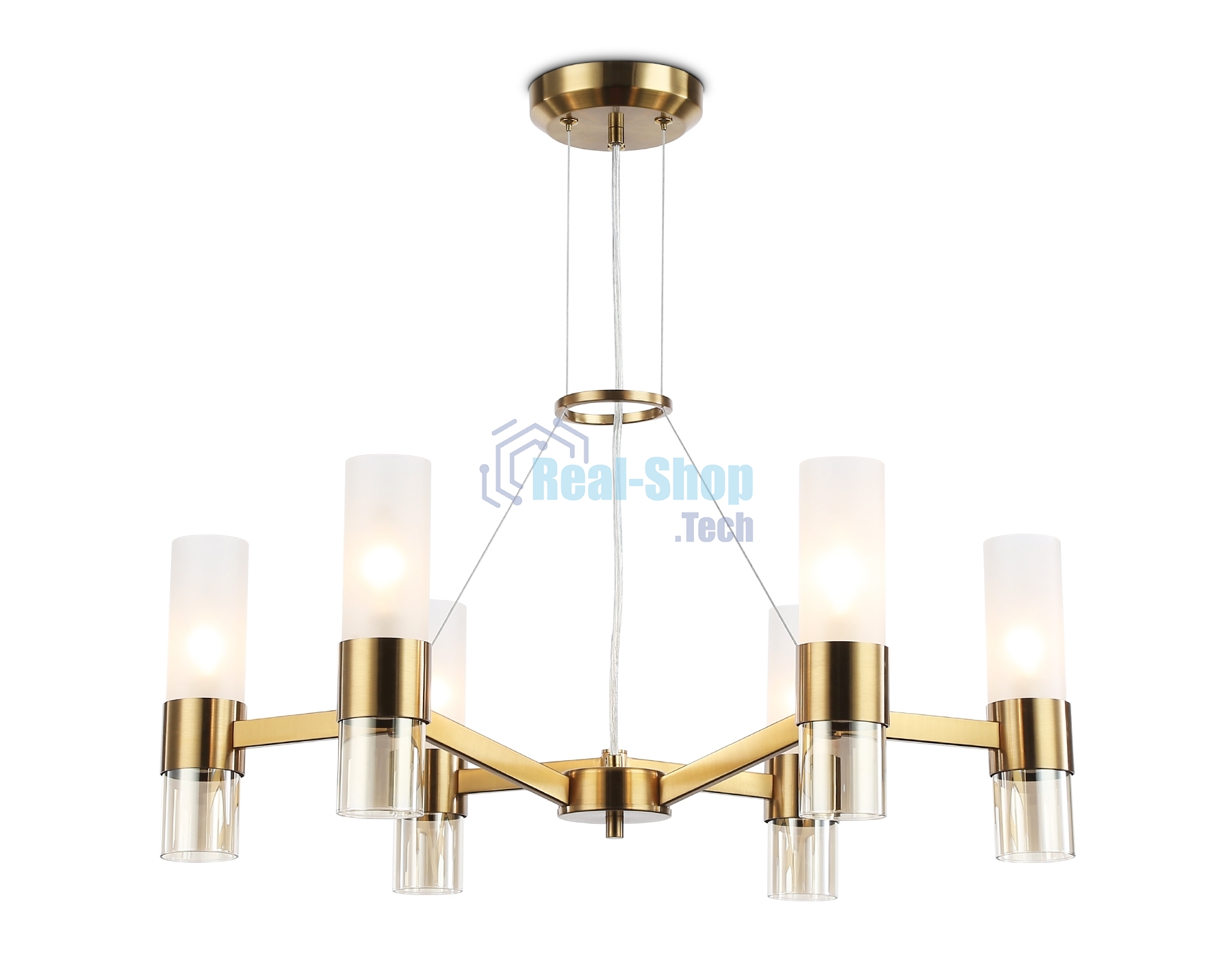 Люстра Ambrella light LH55114/6 BS/FR/TI латунь/белый матовый/янтарь E14*6 max 40W D650*1080