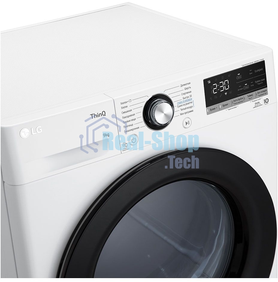 Сушильная машина LG DC90V3V6W белый, 9 кг, сушка - тепловой насос, программ - 14, 60 x 85 x 66 см