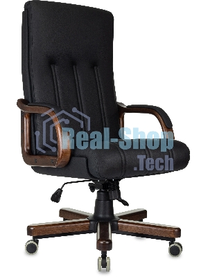 Кресло руководителя Бюрократ T-9932Walnut черный, кожа, крестов. металл/дерево