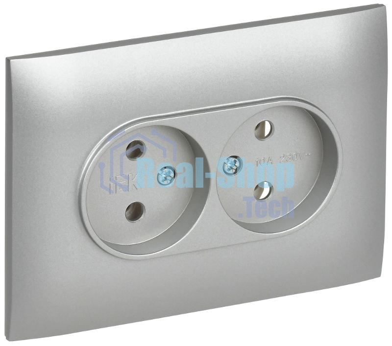 SKANDY Розетка 2-местная без з/к/ш 10А в сб. SK-R10S серебряный | SK-R20-10-K23-F | IEK