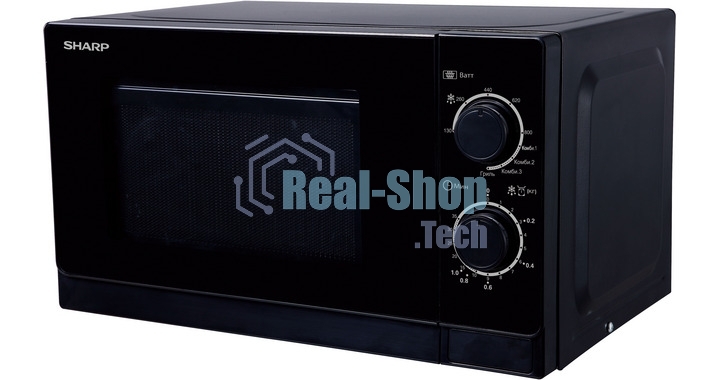 Микроволновая печь Sharp R6000RK черный, 20 л, 800 Вт, переключатели - поворотный механизм