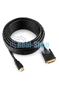 Кабель HDMI-DVI Cablexpert CC-HDMI-DVI-10MC, 19M/19M, single link, медь, позол.разъемы, экран, 10м, черный, пакет