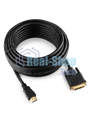 Кабель HDMI-DVI Cablexpert CC-HDMI-DVI-10MC, 19M/19M, single link, медь, позол.разъемы, экран, 10м, черный, пакет
