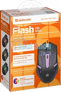 Мышь проводная Defender Flash MB-600L черный, 1200 dpi, USB, кнопки - 4