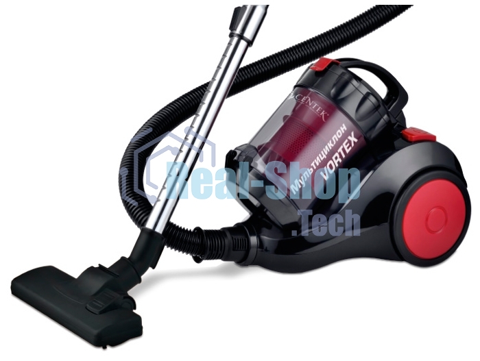 Пылесос Centek CT-2529 красный/черный мультициклон 2000/350Вт, стакан 1,5 л, телескоп металл. трубка