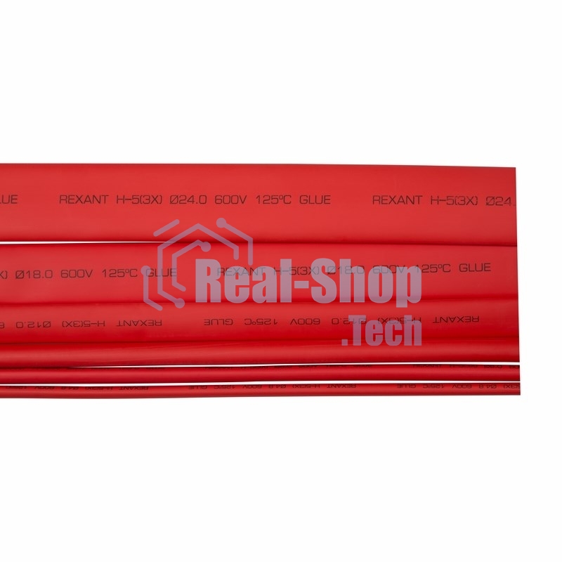 Термоусаживаемая трубка клеевая Rexant 12,0/4,0 мм, красная, упаковка 10 шт. по 1 м