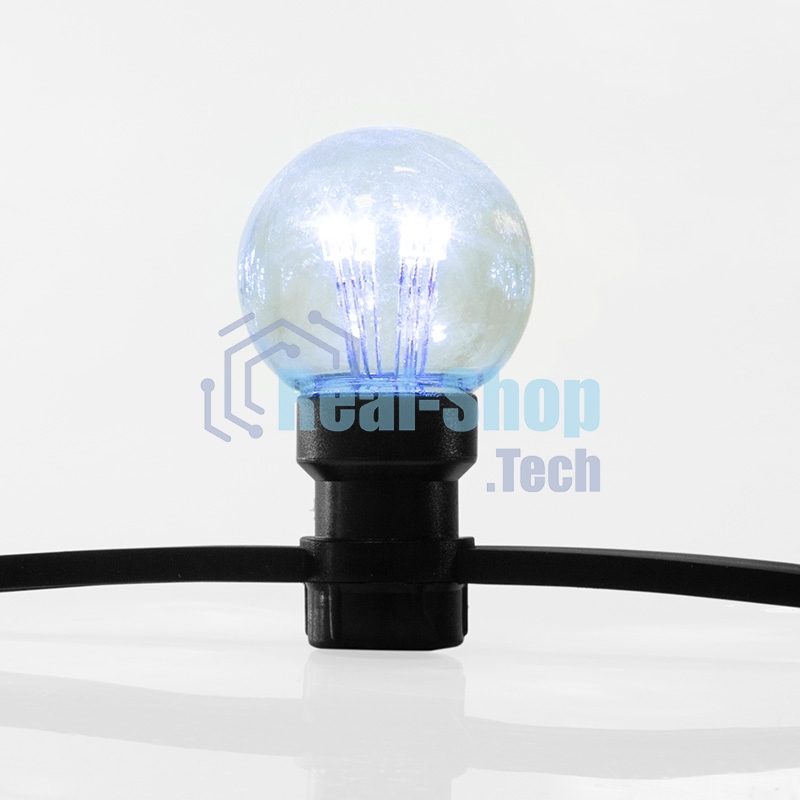 Гирлянда Neon-night LED Galaxy Bulb String 10м, черный каучук, 30 лампx6 LED синий, влагостойкая IP65