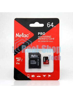 Флеш карта MicroSD card Netac P500 Extreme Pro 64Gb, retail version w/SD adapter