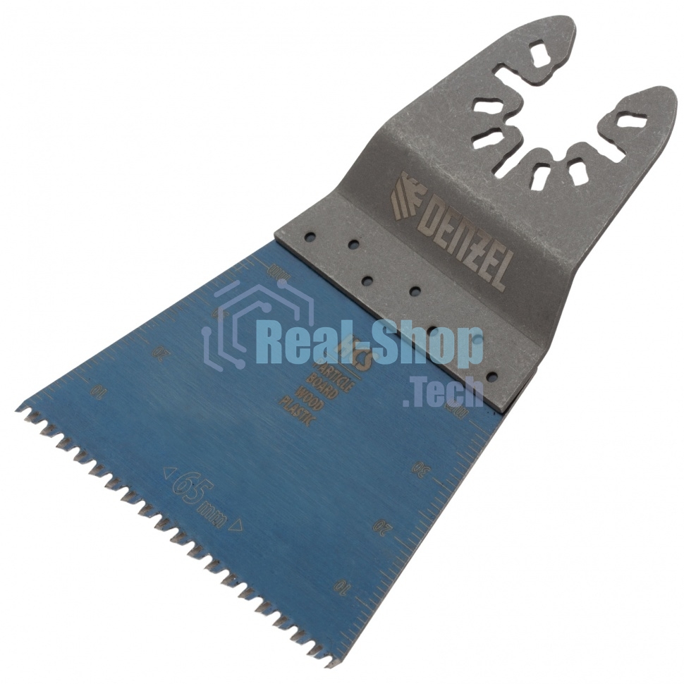 Насадка для МФИ Denzel режущая прямая, HCS, по дереву, ламинату, 65 х 1,8 мм, крупный зуб