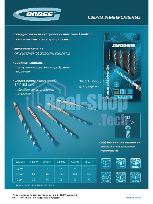 Сверло универсальное Gross Multipurpose PRO, 6-гр. хвостовик, 8мм