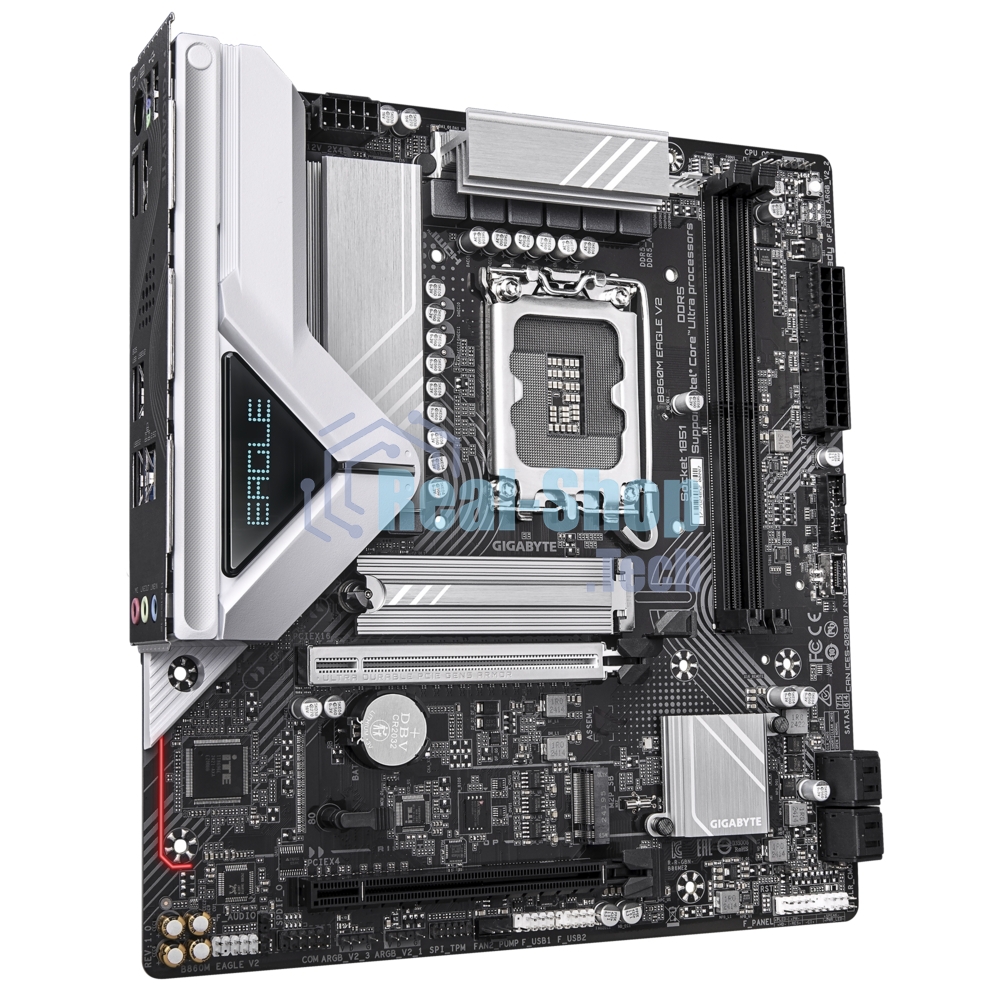 Материнская плата Gigabyte B860M EAGLE V2, LGA1851, Intel B860, 2xDDR5, 4xSATA, 2xM.2, 1xPCIe 5.0 x16, 1xPCIe 4.0 x4, 1xDP, 1xHDMI, 1x2.5Gb LAN, 3xUSB-A 5Gbps, 7xUSB-A 2.0, 1xUSB-C 5Gbps, 3x3.5 мм, 7.1, mATX