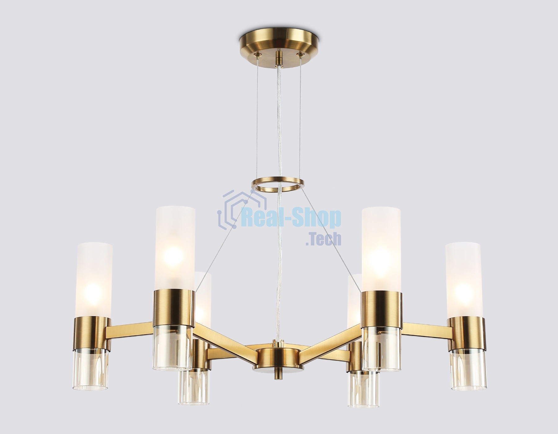 Люстра Ambrella light LH55114/6 BS/FR/TI латунь/белый матовый/янтарь E14*6 max 40W D650*1080