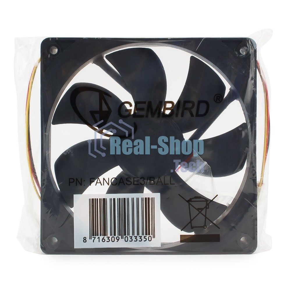 Вентилятор для корпуса Gembird FANCASE3/BALL черный, 120 мм, 2000 об/мин, 38 дБ, 3 pin