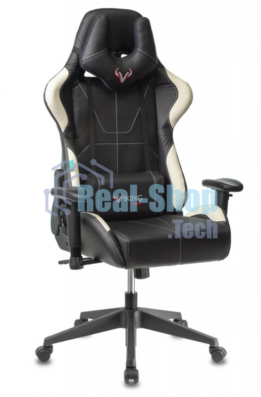 Кресло игровое Бюрократ VIKING 5 AERO WHITE черный/белый искусственная кожа