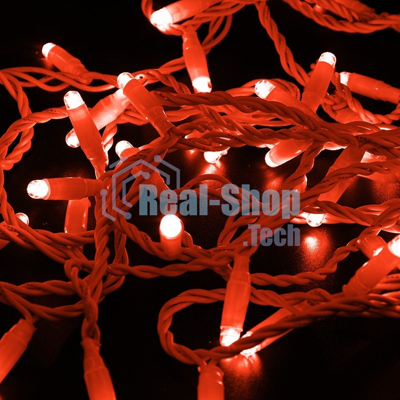 Гирлянда Neon-night Нить 10м, с эффектом мерцания, белый ПВХ, 24В, Красный