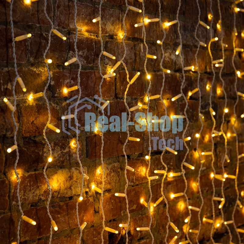 Гирлянда Светодиодный Дождь 2х3 м, эффект мерцания, прозрачный провод, 230 В, диоды теплый белый