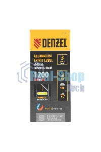 Уровень алюминиевый Denzel, магнит., фрезерованный, 3 глазка (1 зеркал.), 0,5 мм/м, 1200 мм