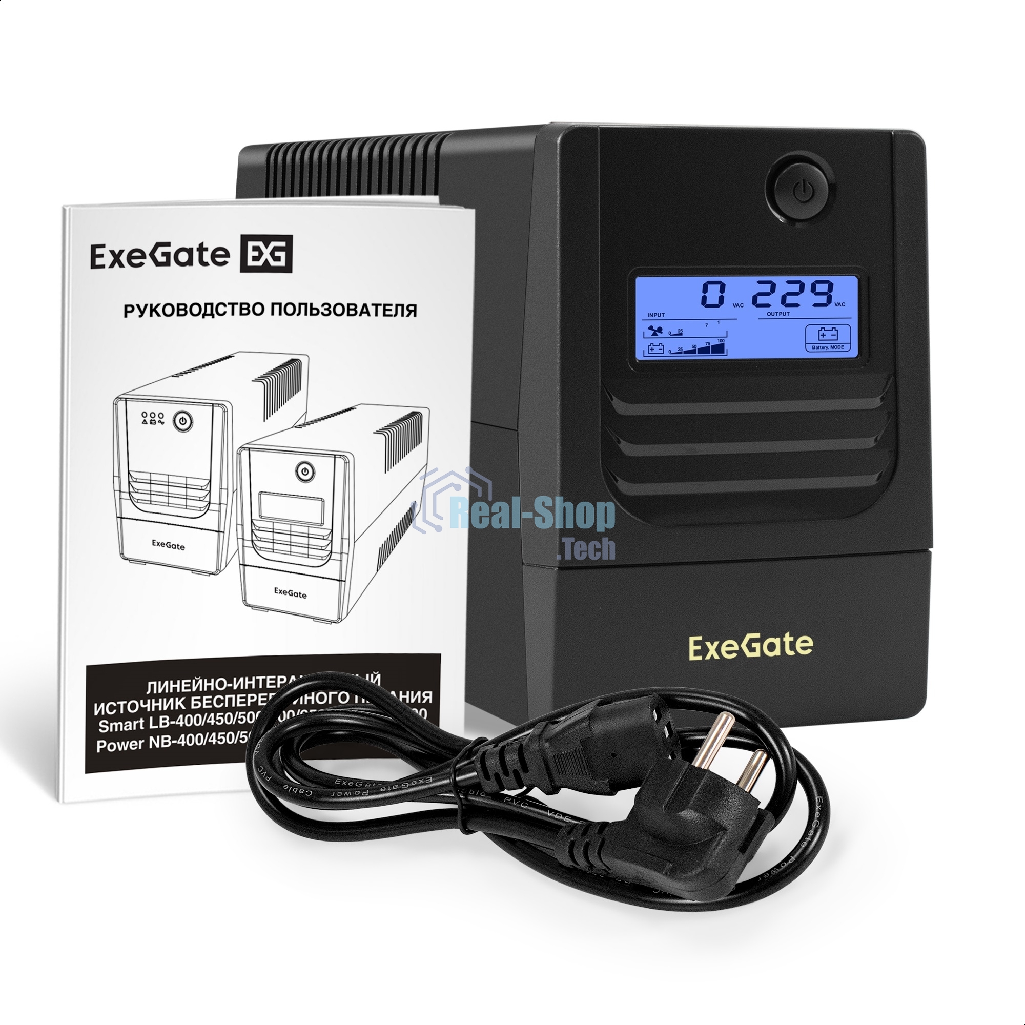 Источник бесперебойного питания ExeGate Smart LB-850.LCD.AVR.4C13 (850VA/510W, LCD, AVR, 4*C13, батарея 12V 9Ah, Black)