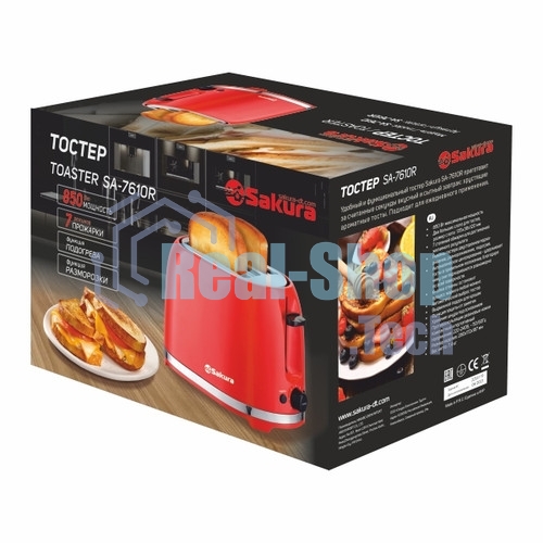 Тостер Sakura SA-7610BK черный, 850 Вт, 2 слота