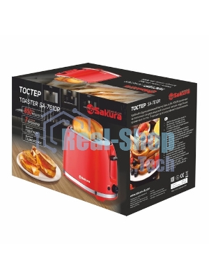 Тостер Sakura SA-7610BK черный, 850 Вт, 2 слота