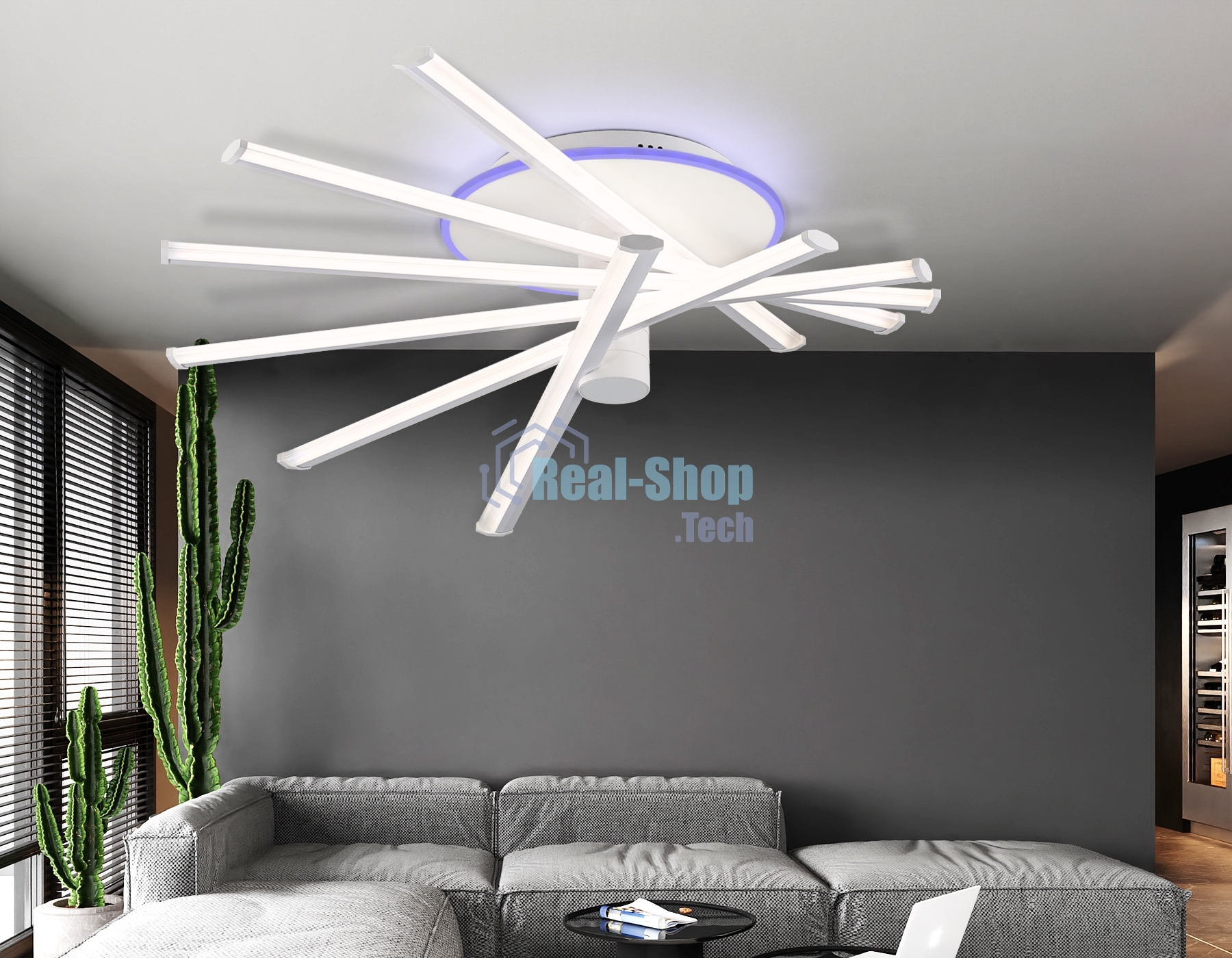 Потолочный светодиодный светильник Ambrella light FL6231 WH белый 88W 3000K-6400K+RGB 605*605*200 (ПДУ ИК)