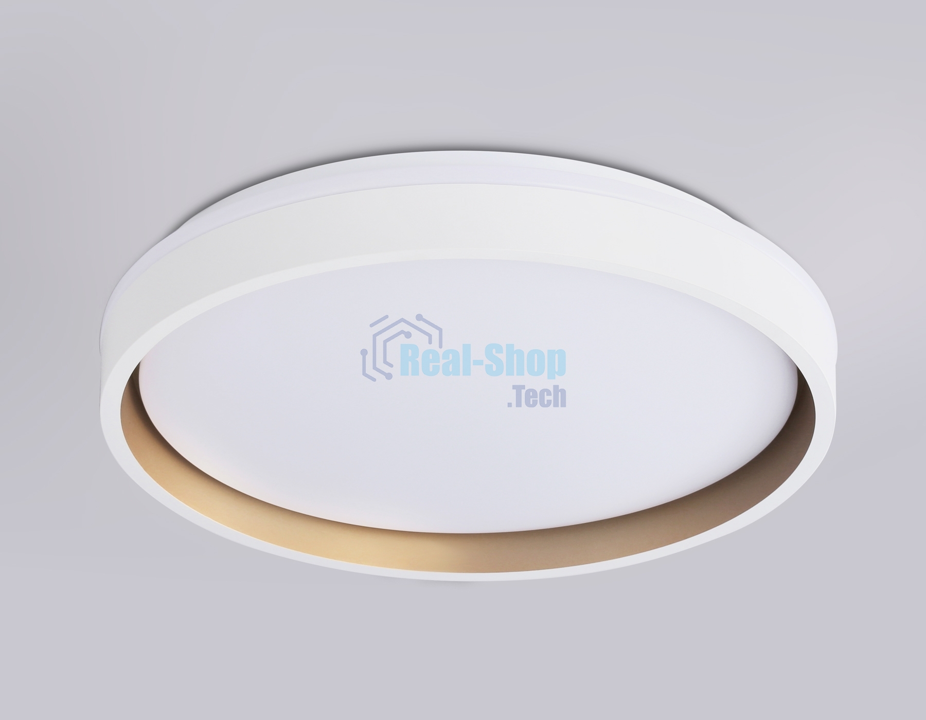 Светодиодный светильник RGB Ambrella light FZ601 WH/GD белый/золото IP20 46W 3000K-6500K+RGB D390*80 (ПДУ ИК)