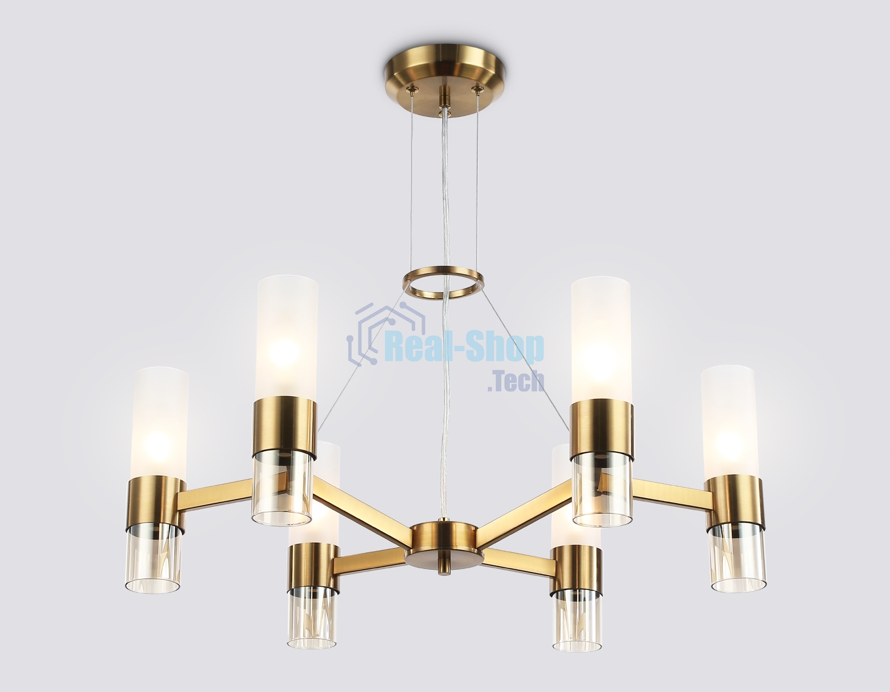 Люстра Ambrella light LH55114/6 BS/FR/TI латунь/белый матовый/янтарь E14*6 max 40W D650*1080