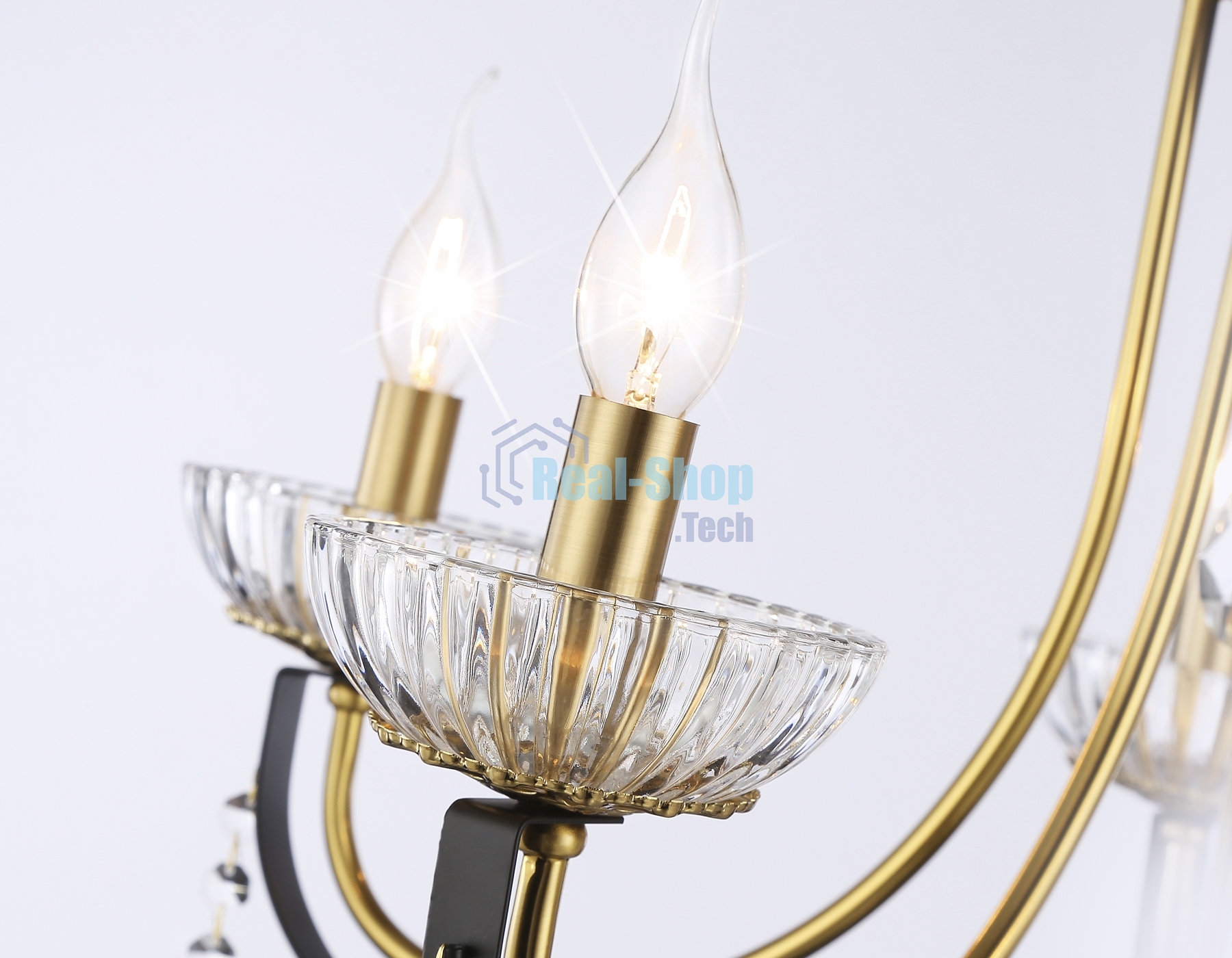 Светильник Ambrella light TR4952/5 BK/GD/CL черный/золото/прозрачный E14*5 max 40W D620*670