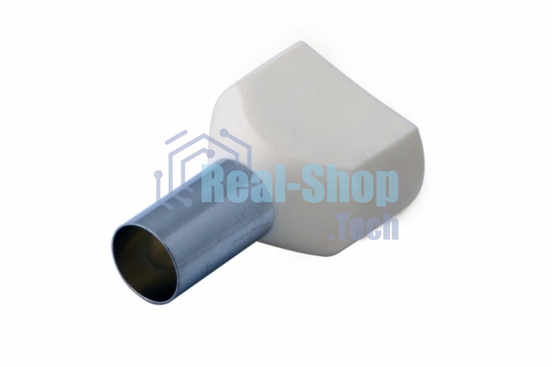 Наконечник штыревой втулочный изолированный Rexant F-14 мм 2х16 мм² (НШВи(2) 16-14/НГи2 16-14) слоновая кость