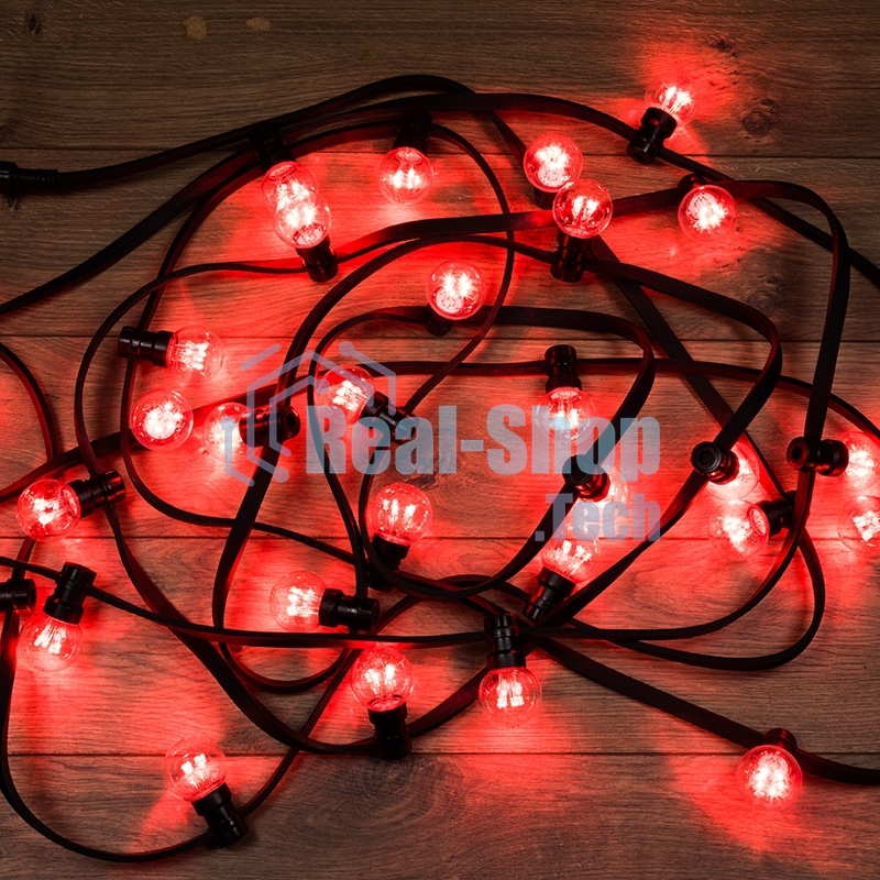 Гирлянда Neon-night LED Galaxy Bulb String 10м, черный каучук, 30 лампx6 LED красный, влагостойкая IP65