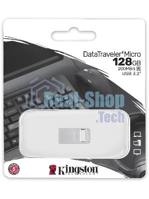 Флешка USB Kingston 128Gb DataTraveler Micro DTMC3G2/128Gb USB 3.0 серебристый