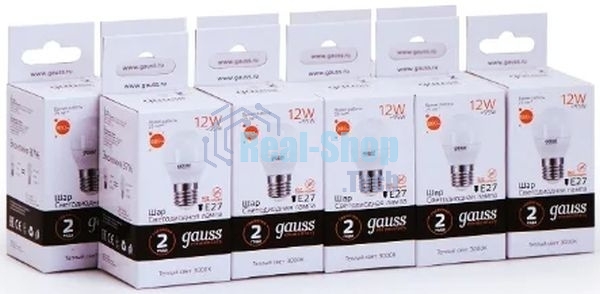 Лампа светодиодная Gauss Elementary 12Вт цок.: E27 шар 220B 3000K св. свеч. бел. теп. (упак.: 10 шт)