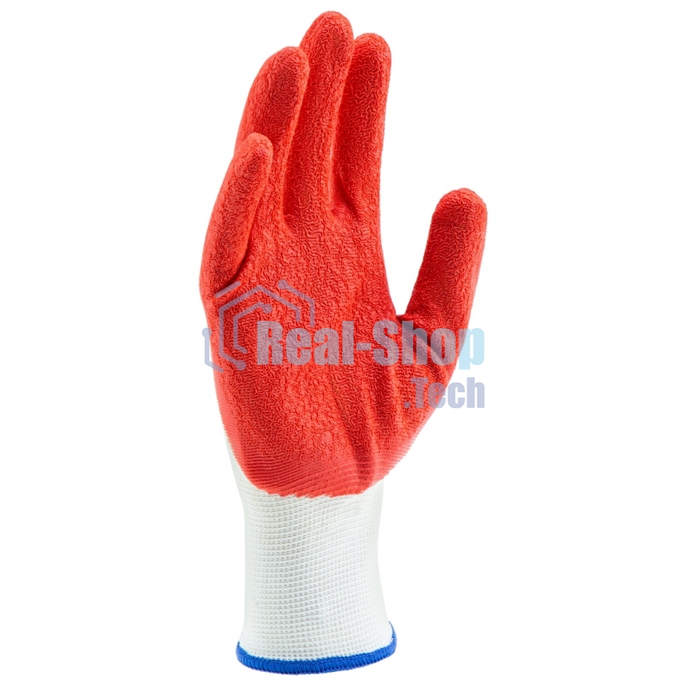 Перчатки трикотажные Сибртех полиэфирные, латексное рельефное покрытие