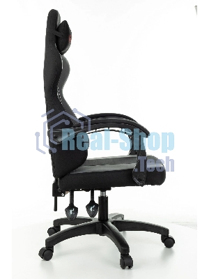 Кресло Zombie Rudger черный/серый, экокожа, 120 кг, механизм качания